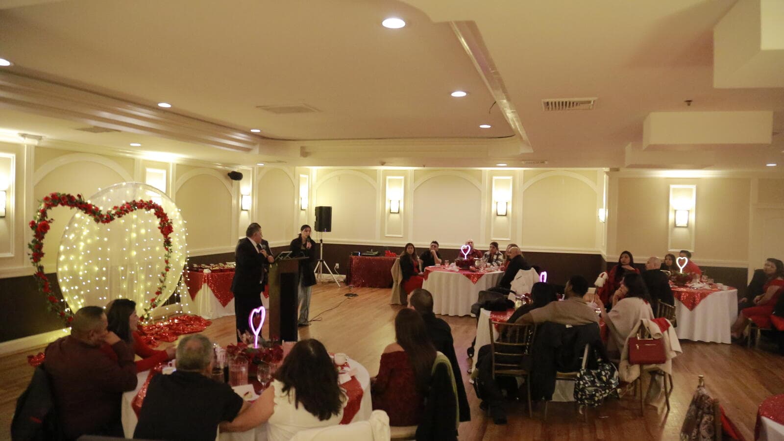 Marriage ministry dinner with heart arch